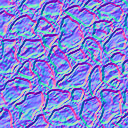 The Normal Map of one of the terrain textures depicts the bumpiness of a paved surface