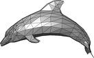 Models (here a dolphin) are made up of polygon meshes